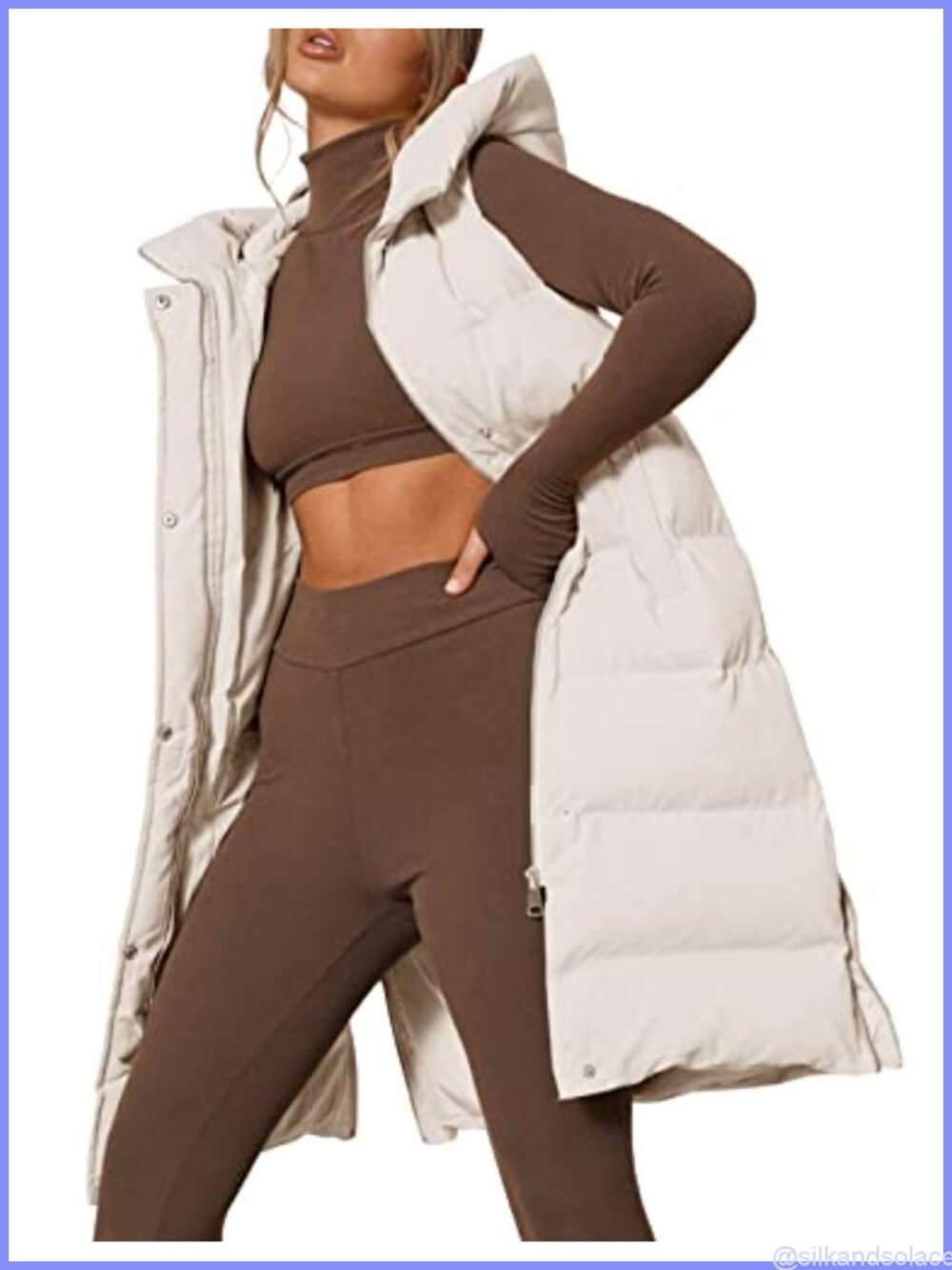Women's Sleeveless Hooded Down Puffer Vest with Stand Collar
